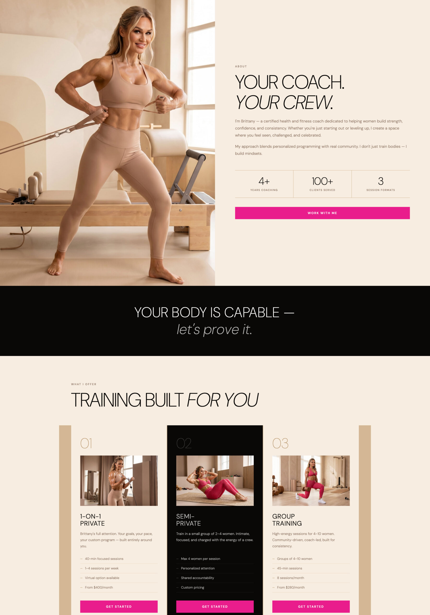 Personal Training Studio website