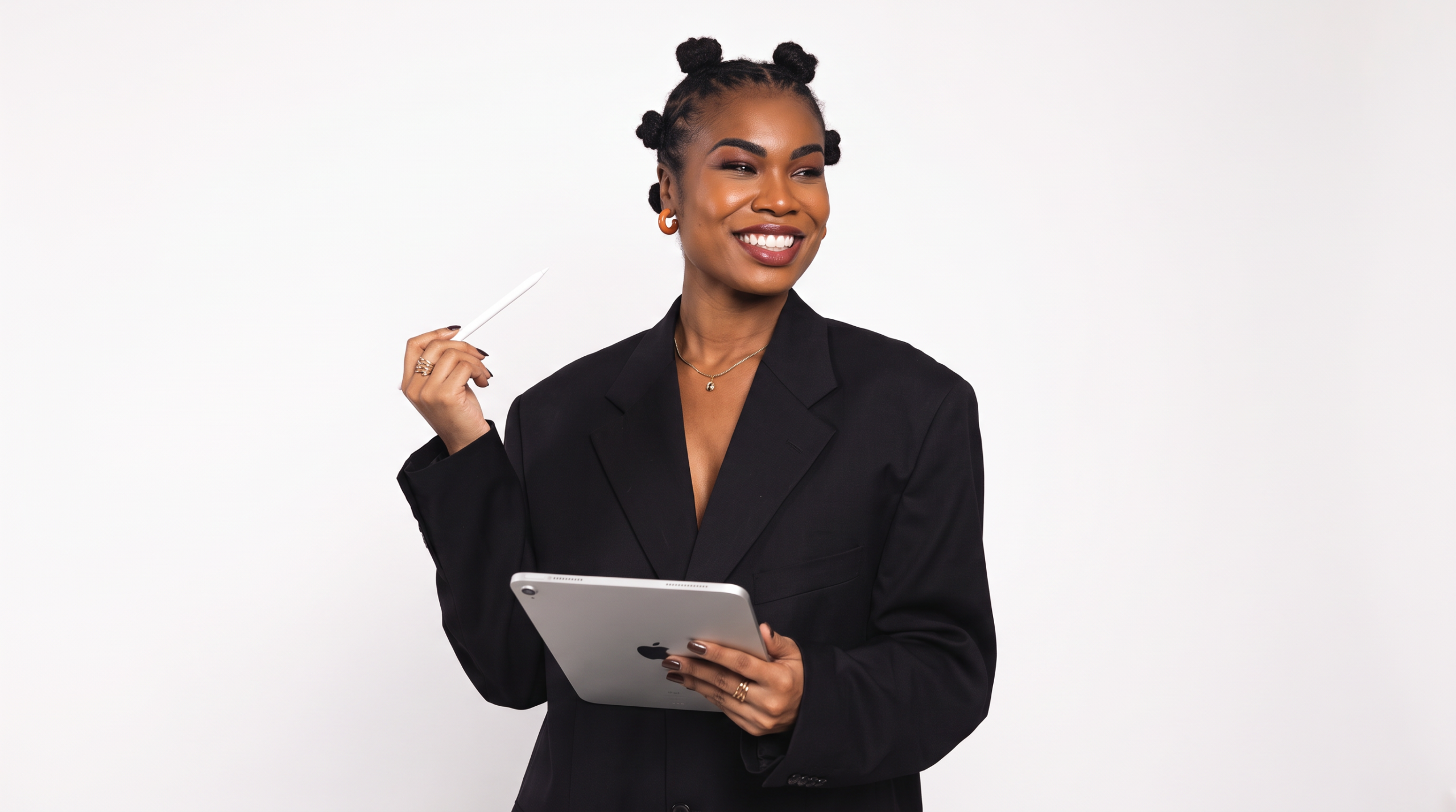 Ms TechNicole holding a tablet